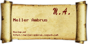Meller Ambrus névjegykártya